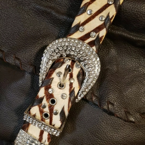 CHARM & LUCK NWD Zebra Calf Hair Brown Ltr Bag Vintage - Picture 6 of 12